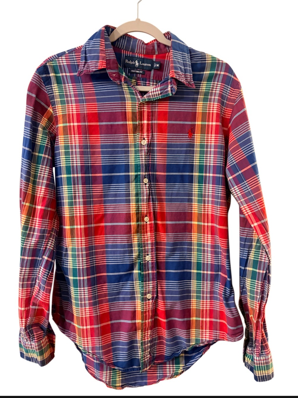 Ralph Lauren youth boys button up shirt plaid‎ cotton m